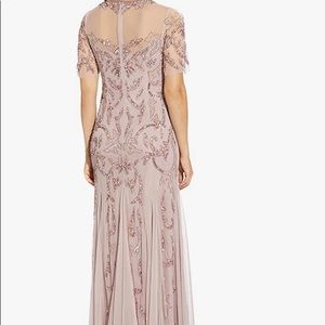 Adrianna Papell Women’s Long Beaded Gown -Light Heather in color